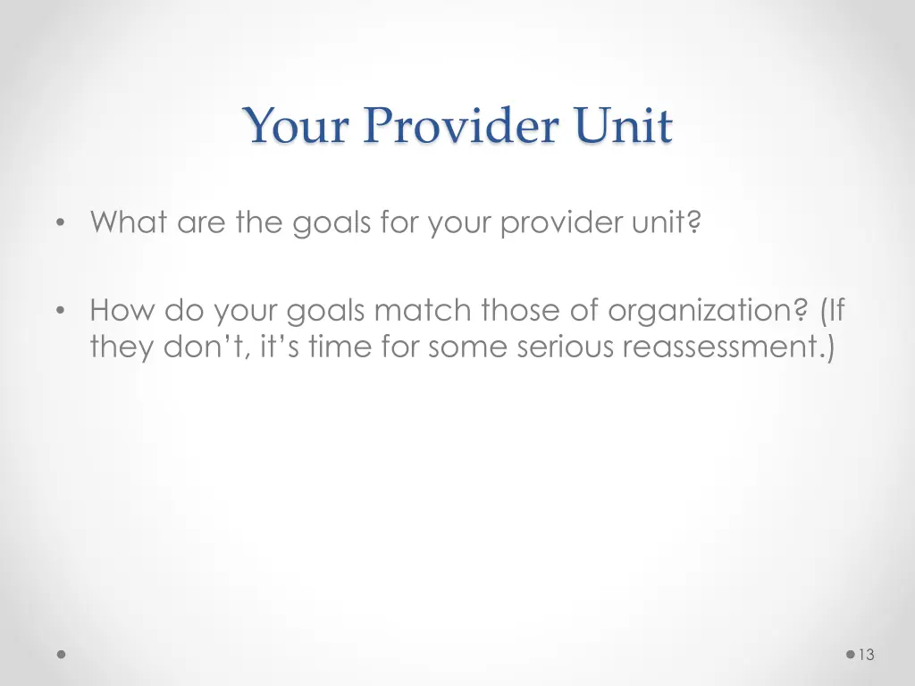 your provider unit