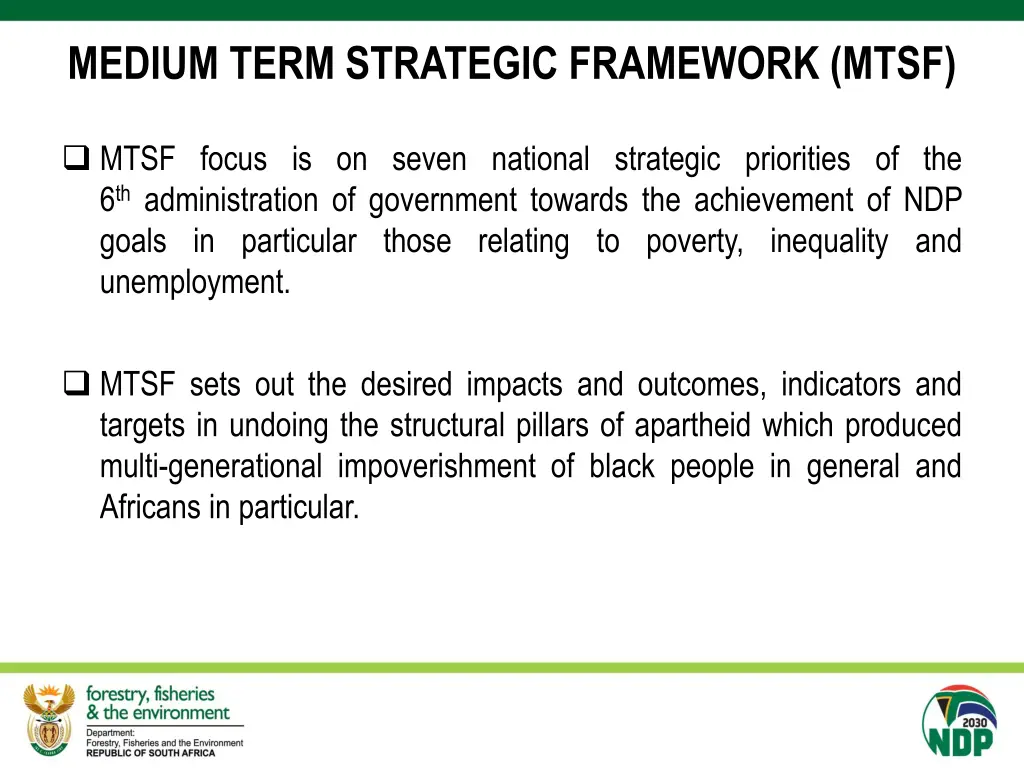 medium term strategic framework mtsf 1