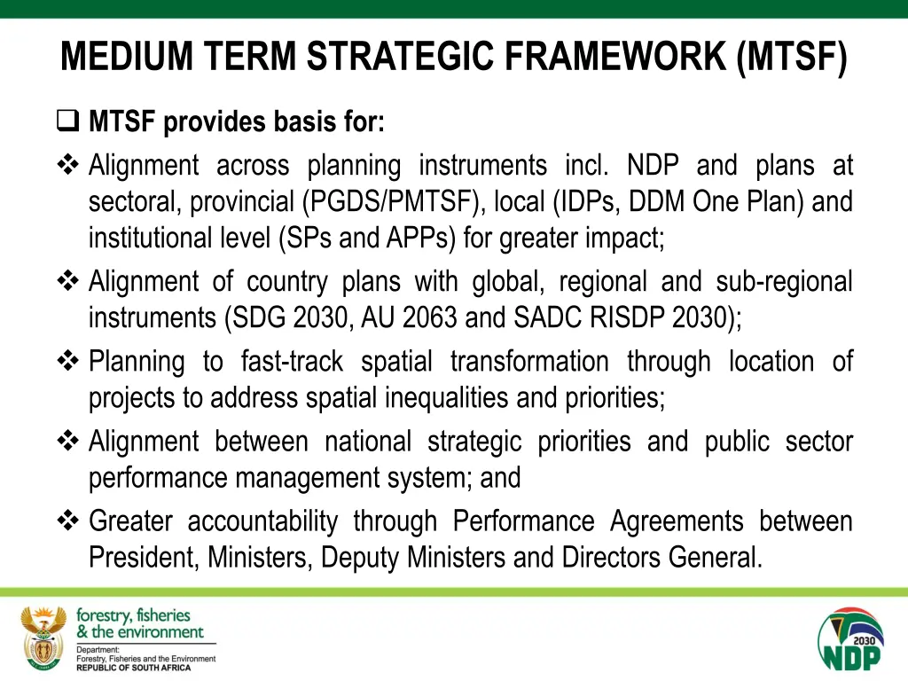 medium term strategic framework mtsf 2