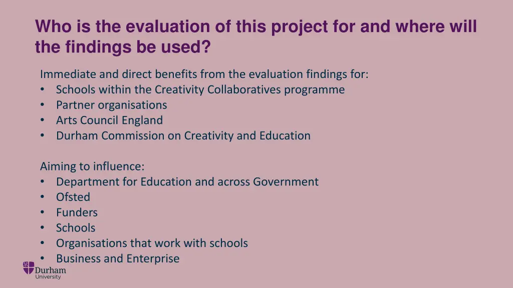 who is the evaluation of this project