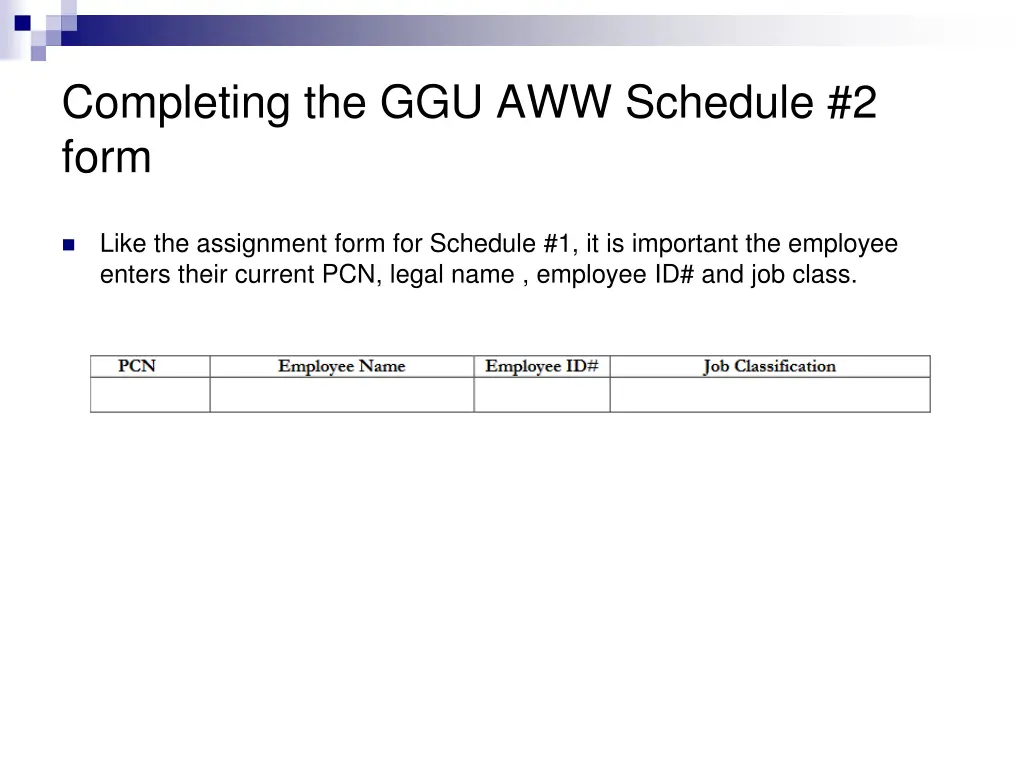completing the ggu aww schedule 2 form