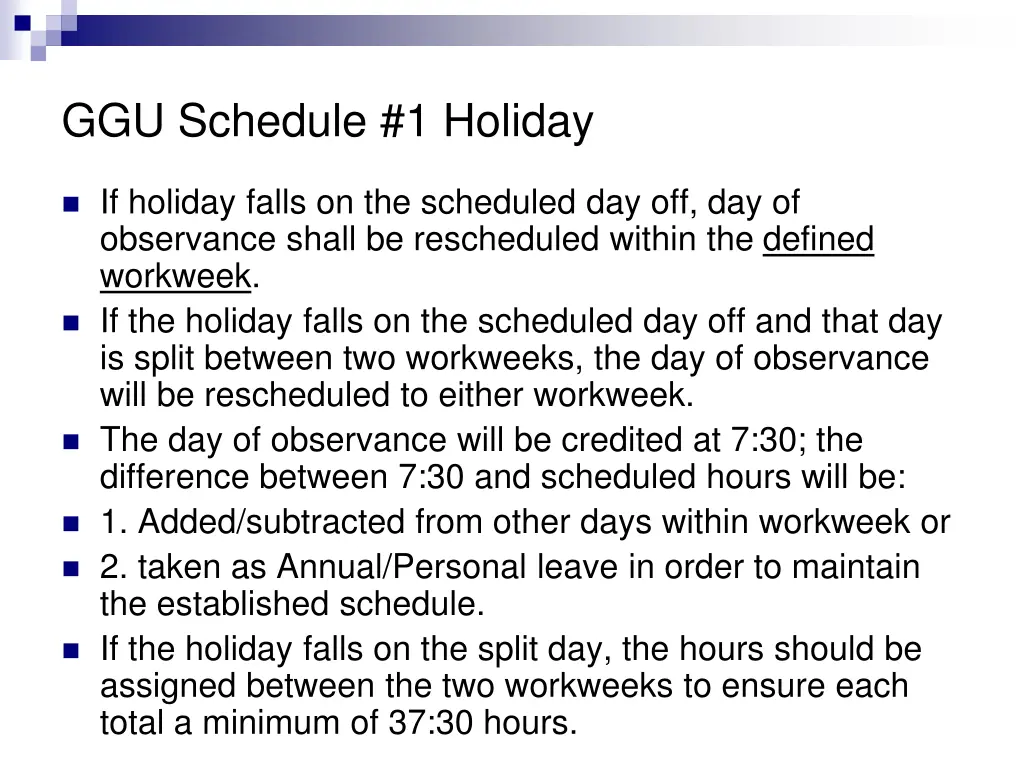 ggu schedule 1 holiday