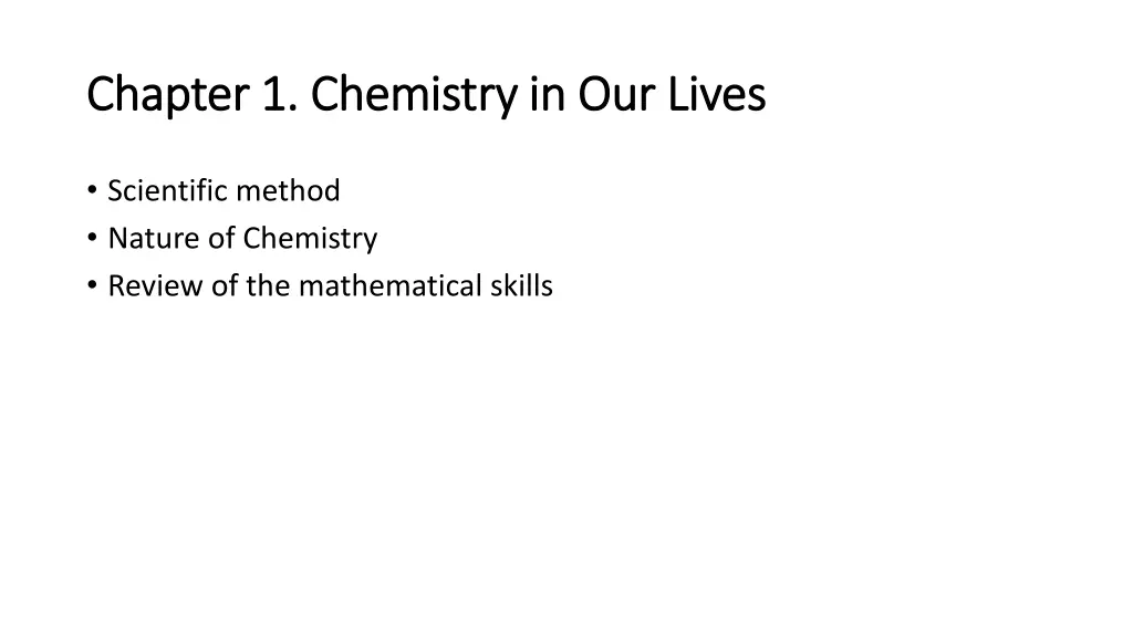 chapter 1 chemistry in our lives chapter