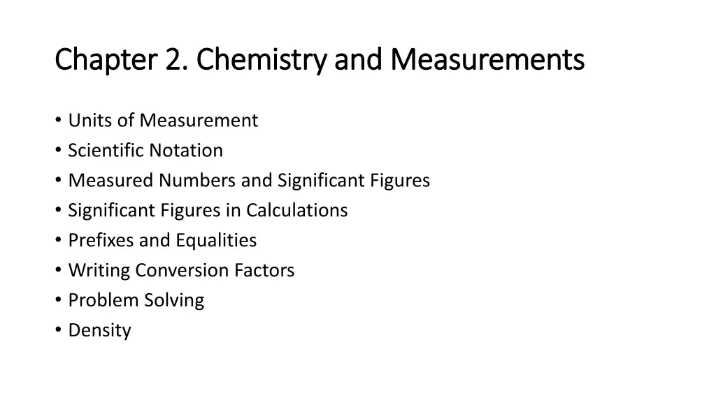 chapter 2 chemistry and measurements chapter