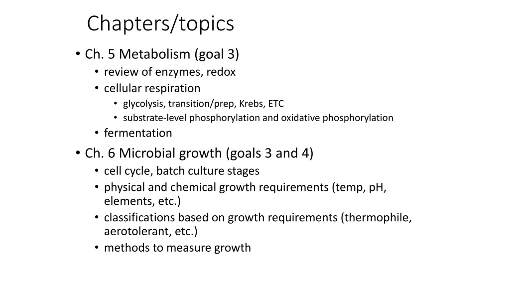 chapters topics