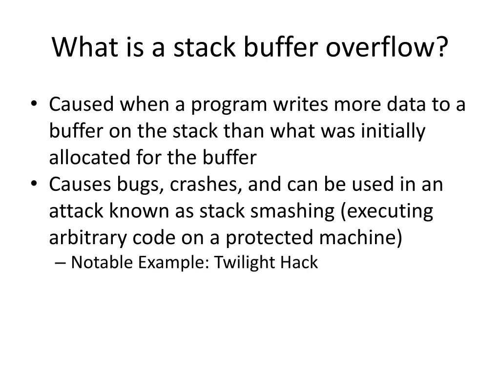 what is a stack buffer overflow