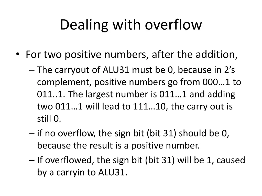 dealing with overflow 1