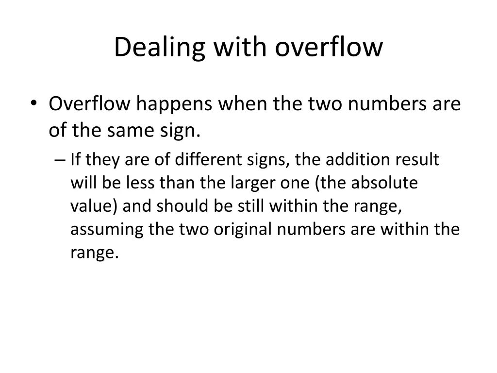 dealing with overflow