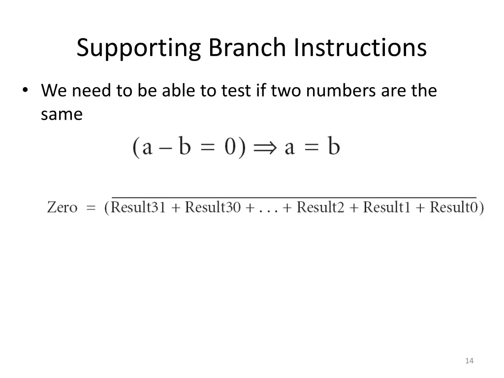 supporting branch instructions