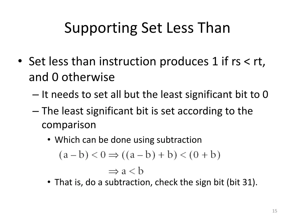 supporting set less than