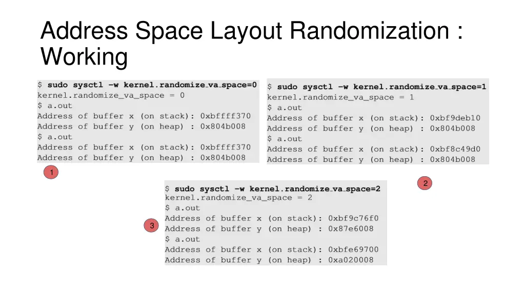 address space layout randomization working