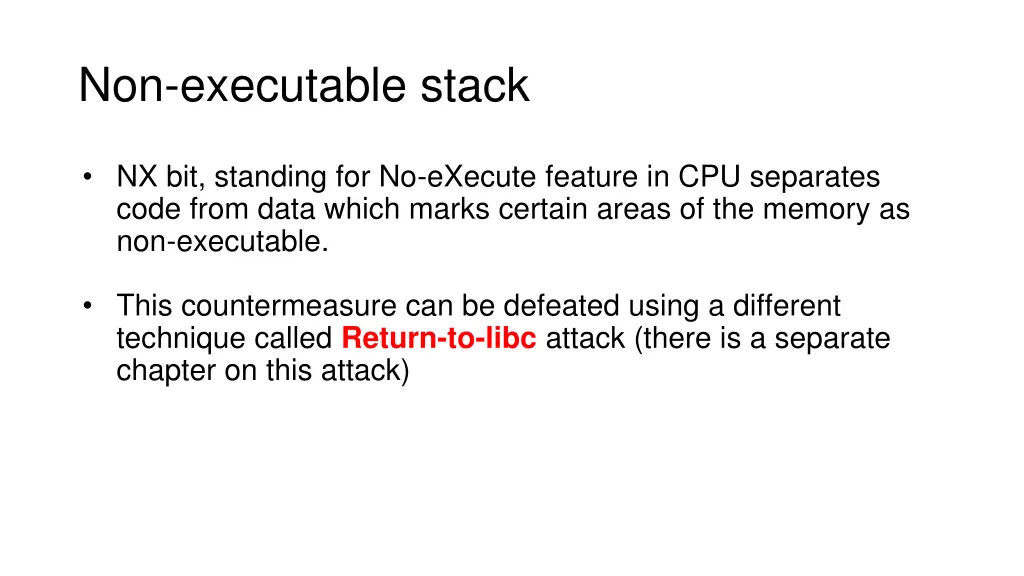 non executable stack