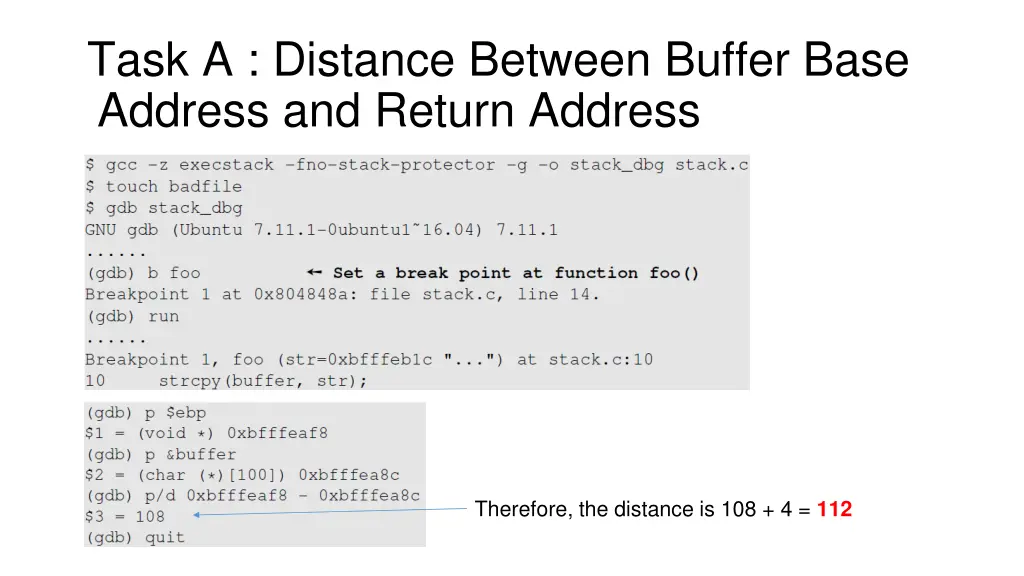 task a distance between buffer base address