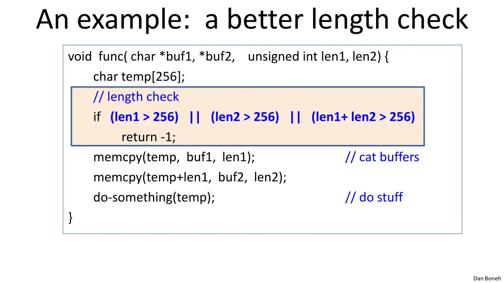 an example a better length check