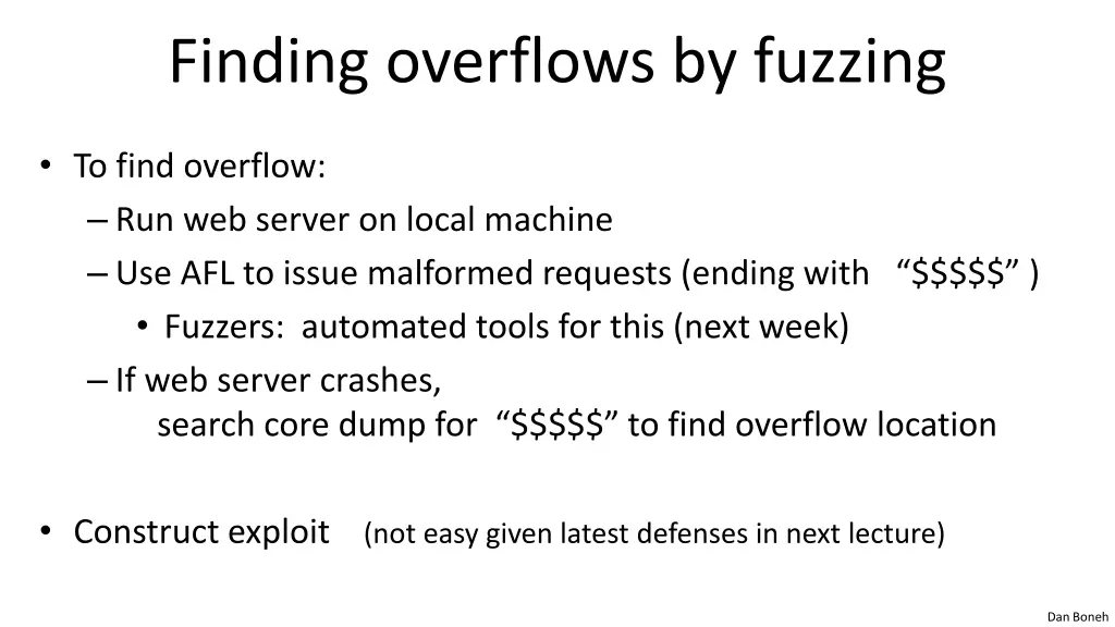 finding overflows by fuzzing