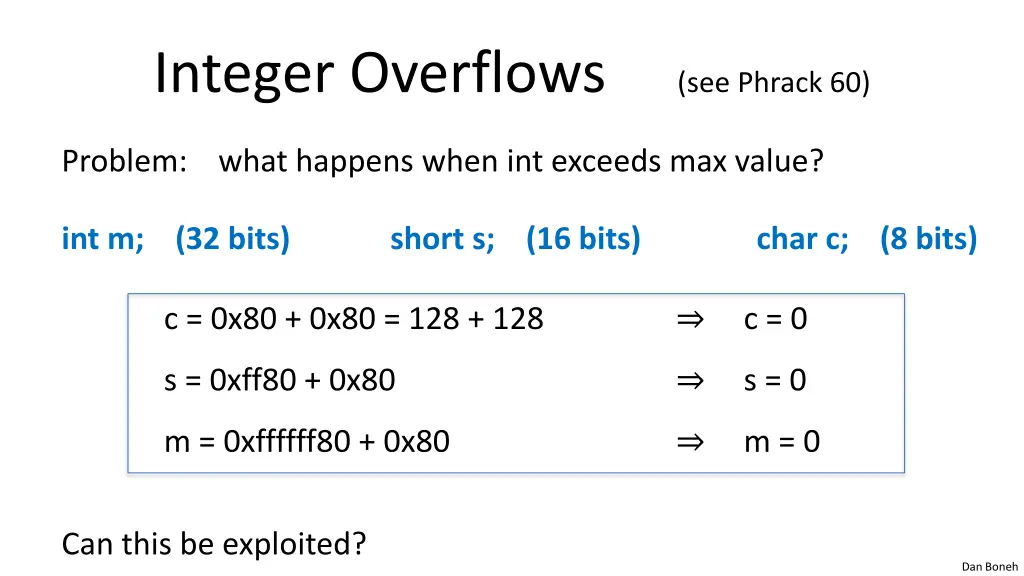 integer overflows see phrack 60