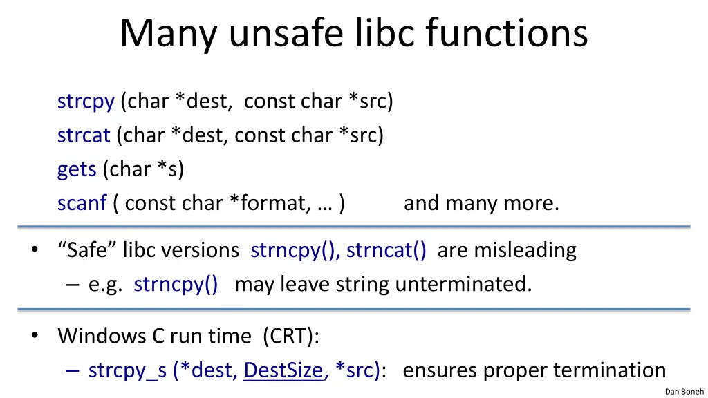 many unsafe libc functions