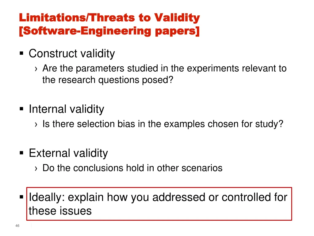 limitations threats to validity limitations