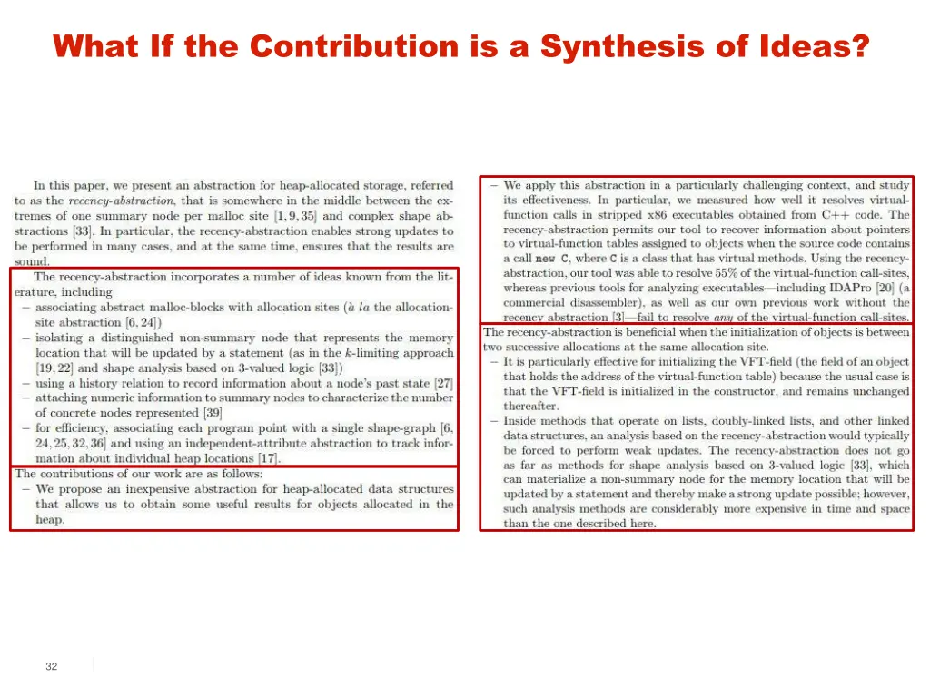 what if the contribution is a synthesis of ideas