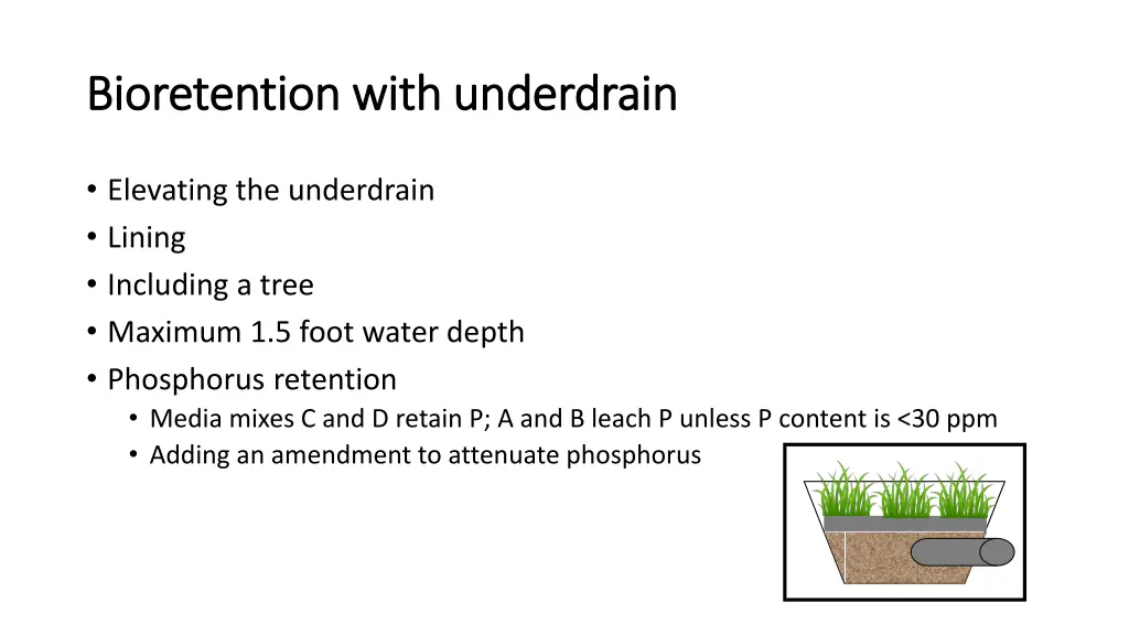 bioretention bioretention with underdrain with