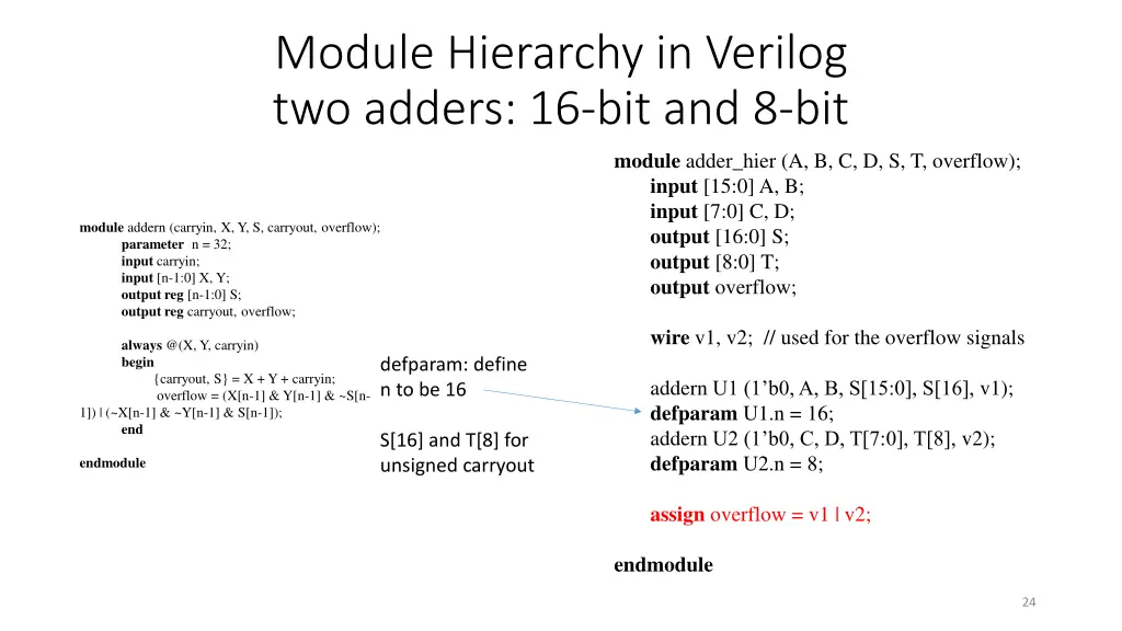 module hierarchy in verilog two adders