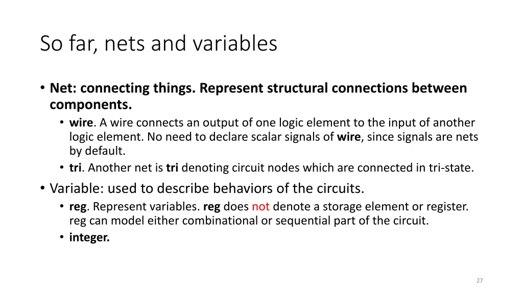 so far nets and variables