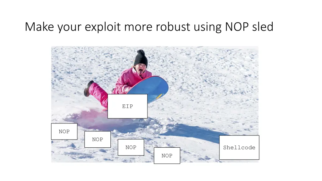 make your exploit more robust using nop sled