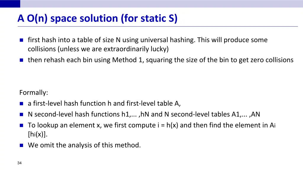 a o n space solution for static s