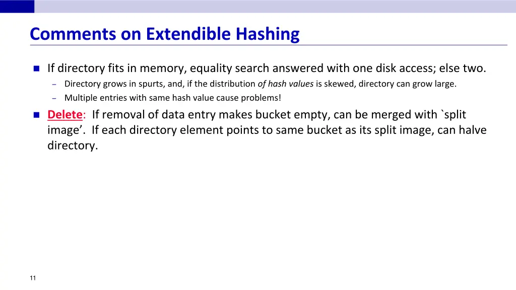 comments on extendible hashing