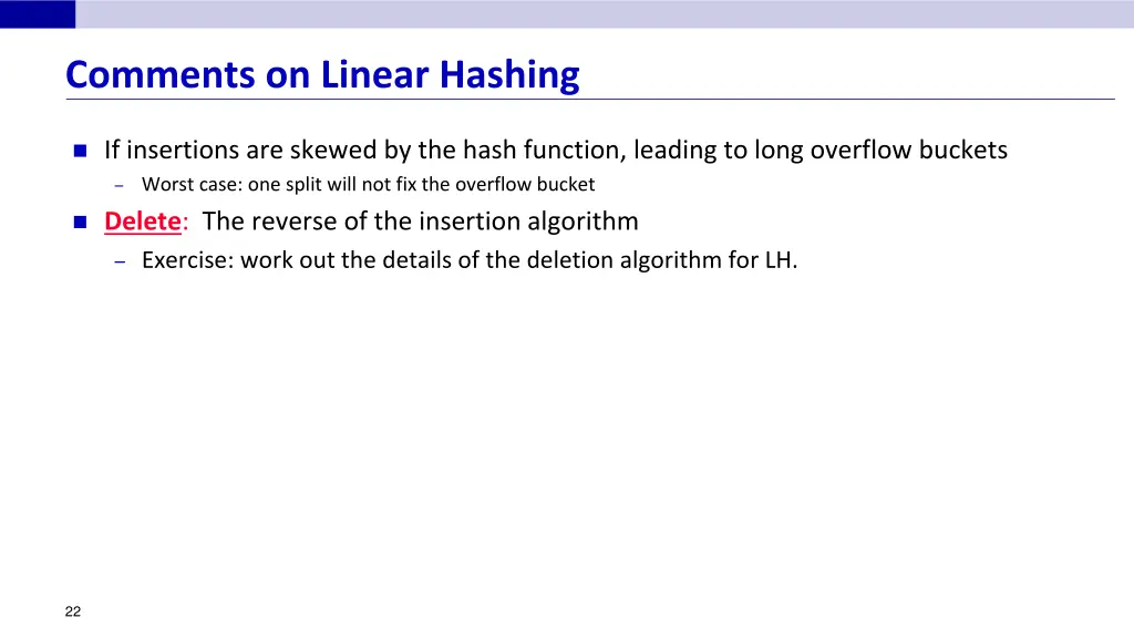 comments on linear hashing