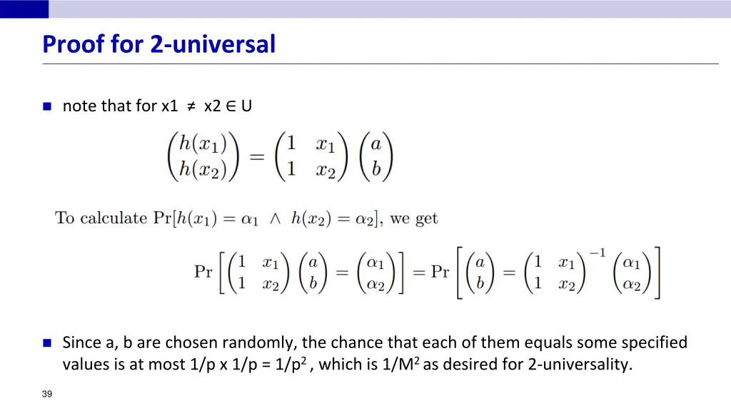 proof for 2 universal