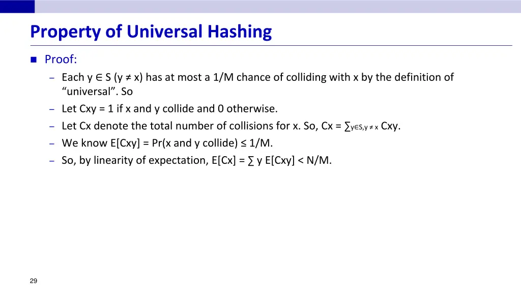 property of universal hashing