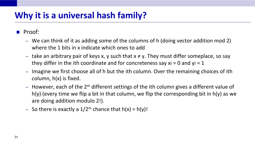 why it is a universal hash family