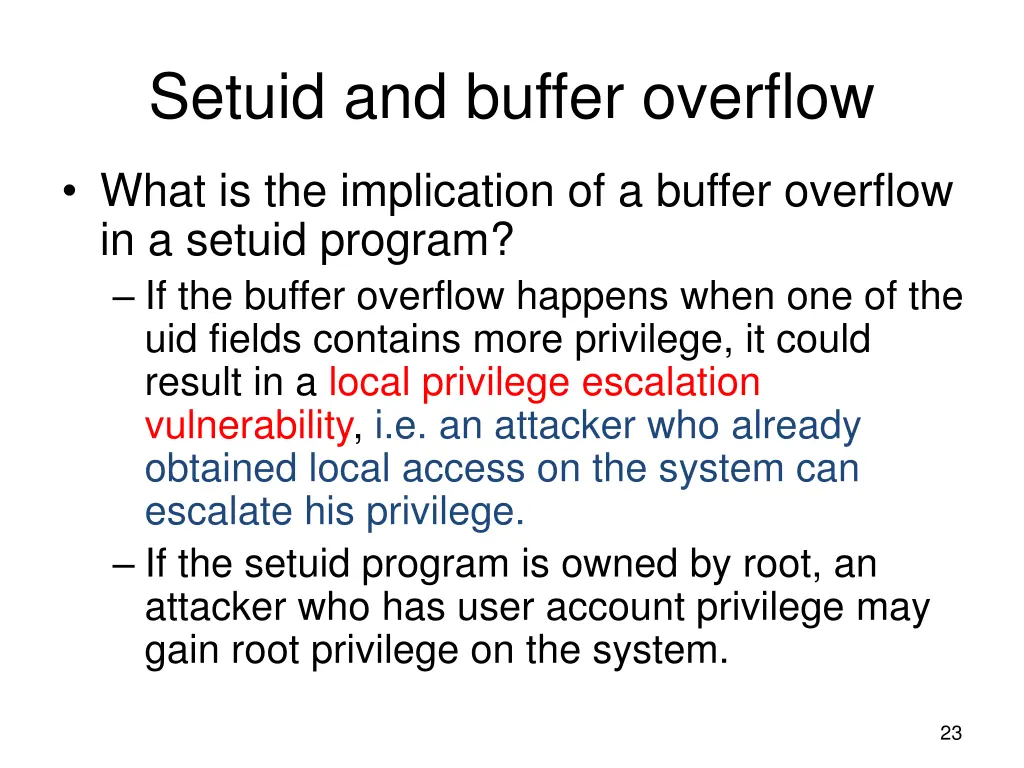 setuid and buffer overflow