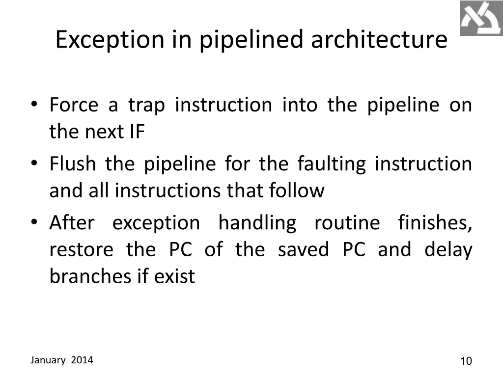 exception in pipelined architecture