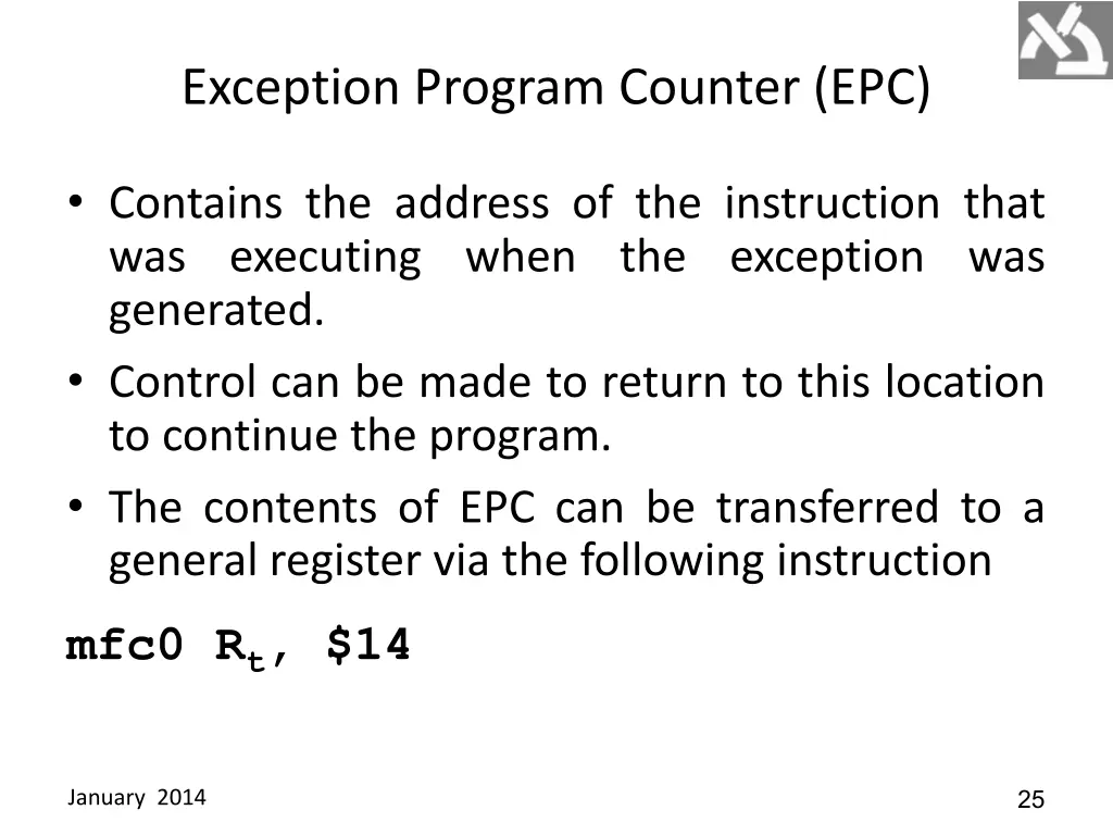 exception program counter epc