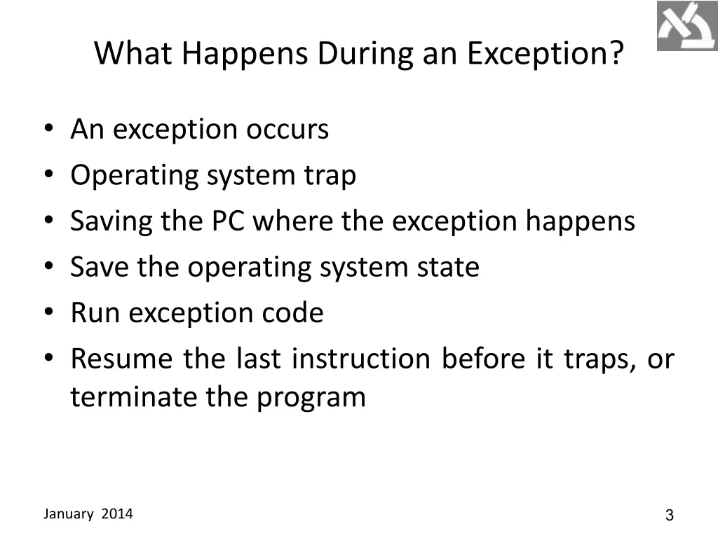 what happens during an exception