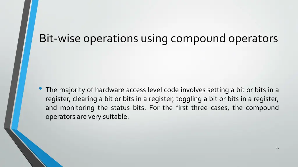 bit wise operations using compound operators