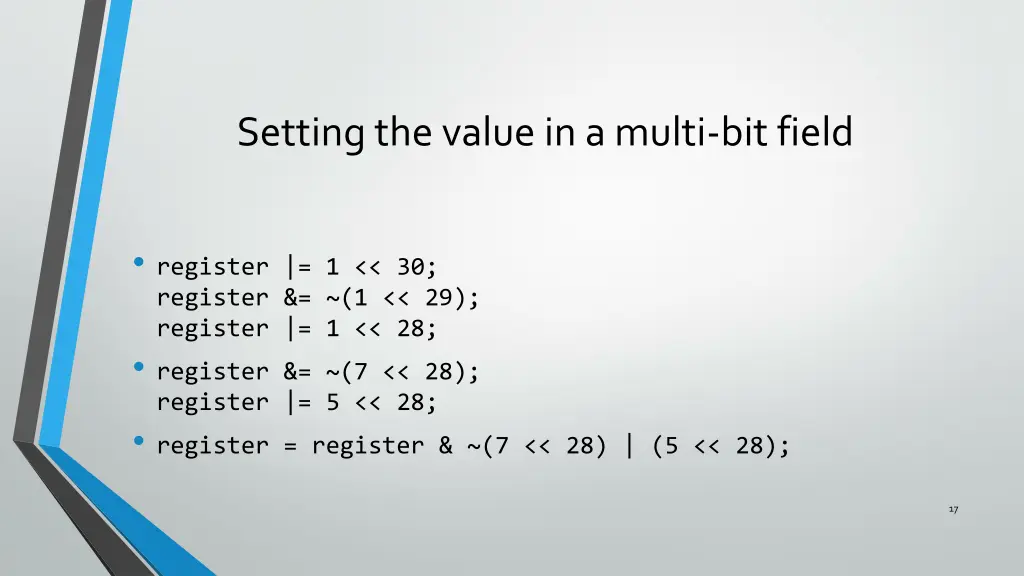 setting the value in a multi bit field