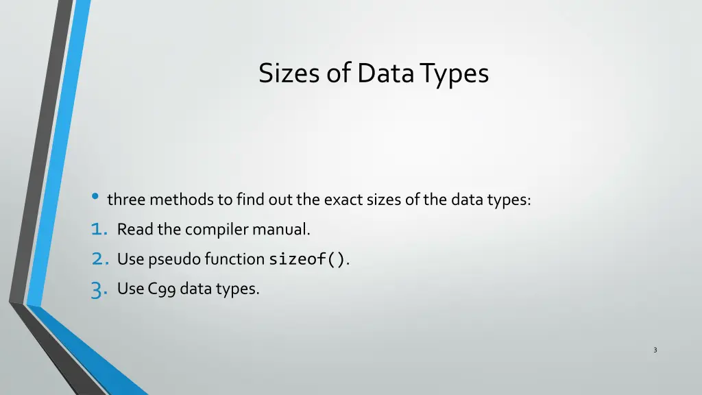 sizes of data types