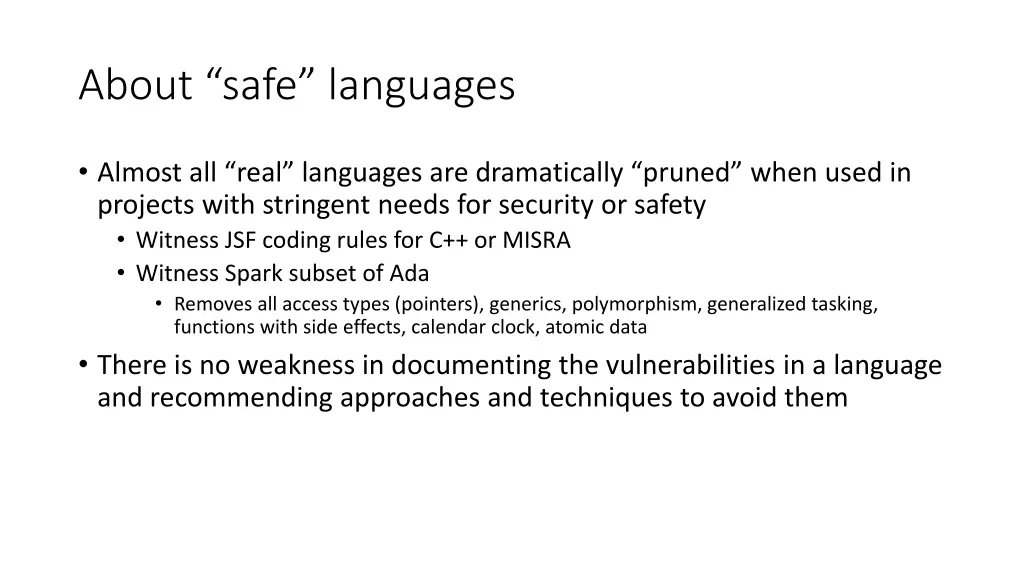 about safe languages