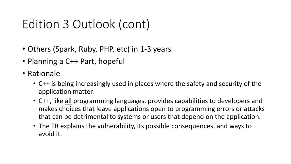 edition 3 outlook cont