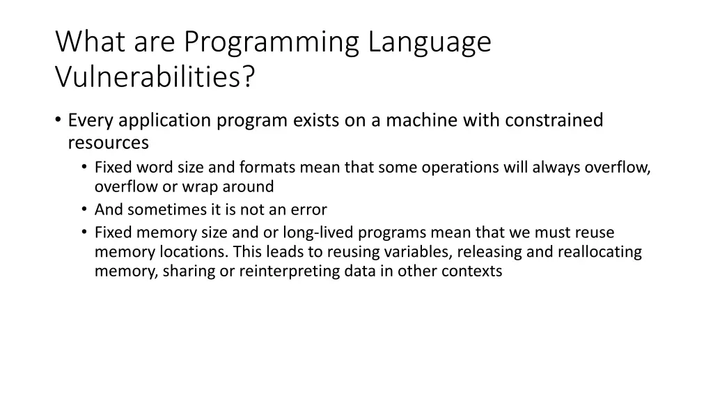 what are programming language vulnerabilities