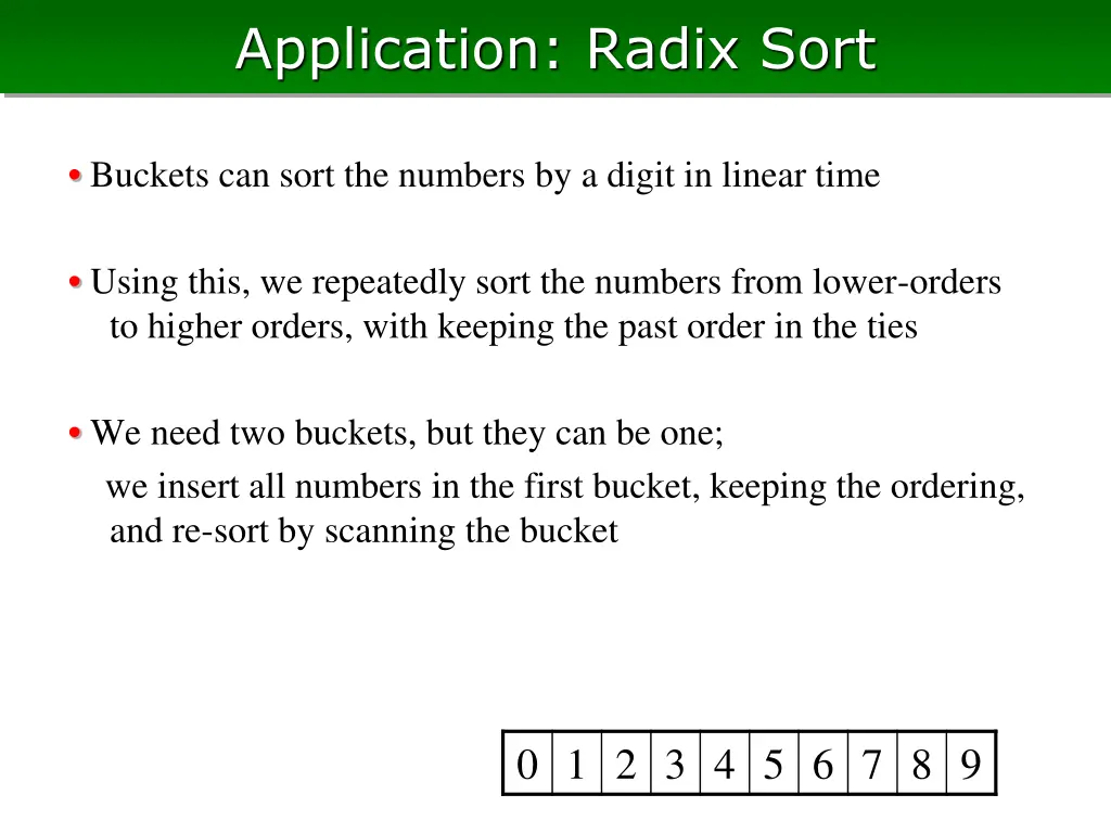 application radix sort