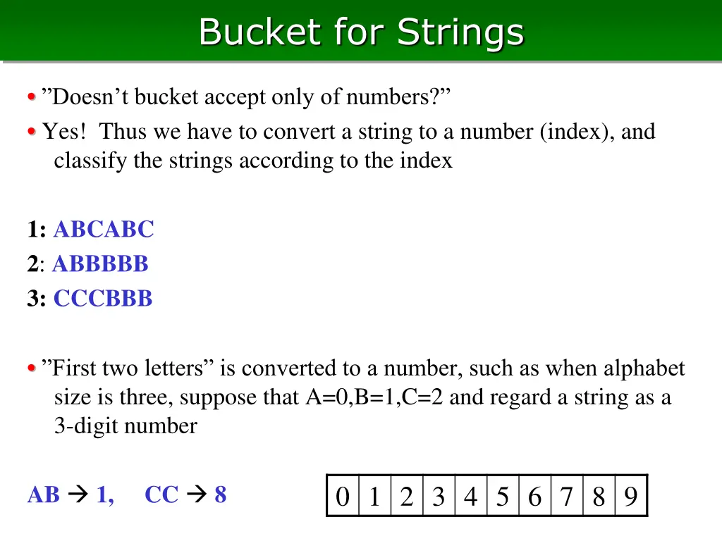 bucket for strings