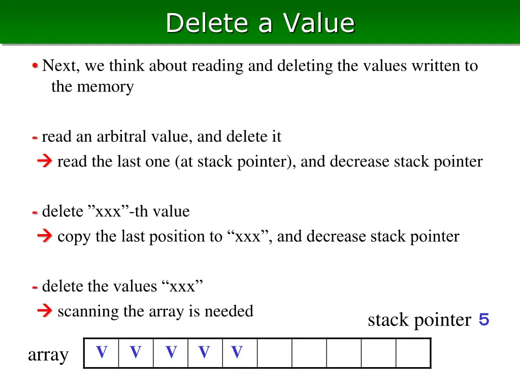 delete a value