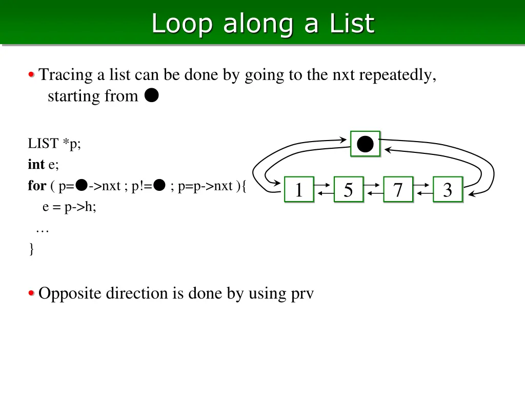 loop along a list