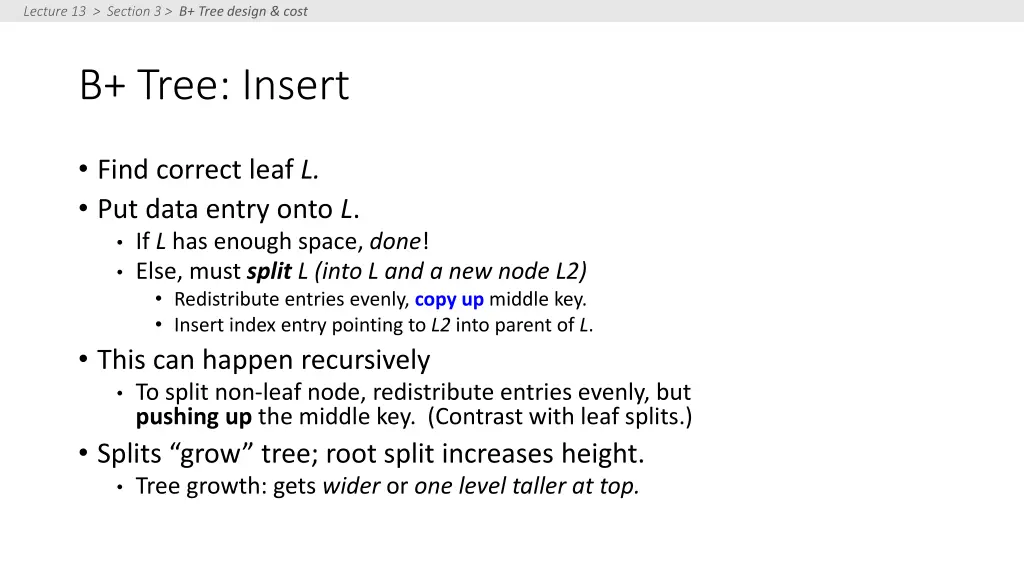 lecture 13 section 3 b tree design cost 1